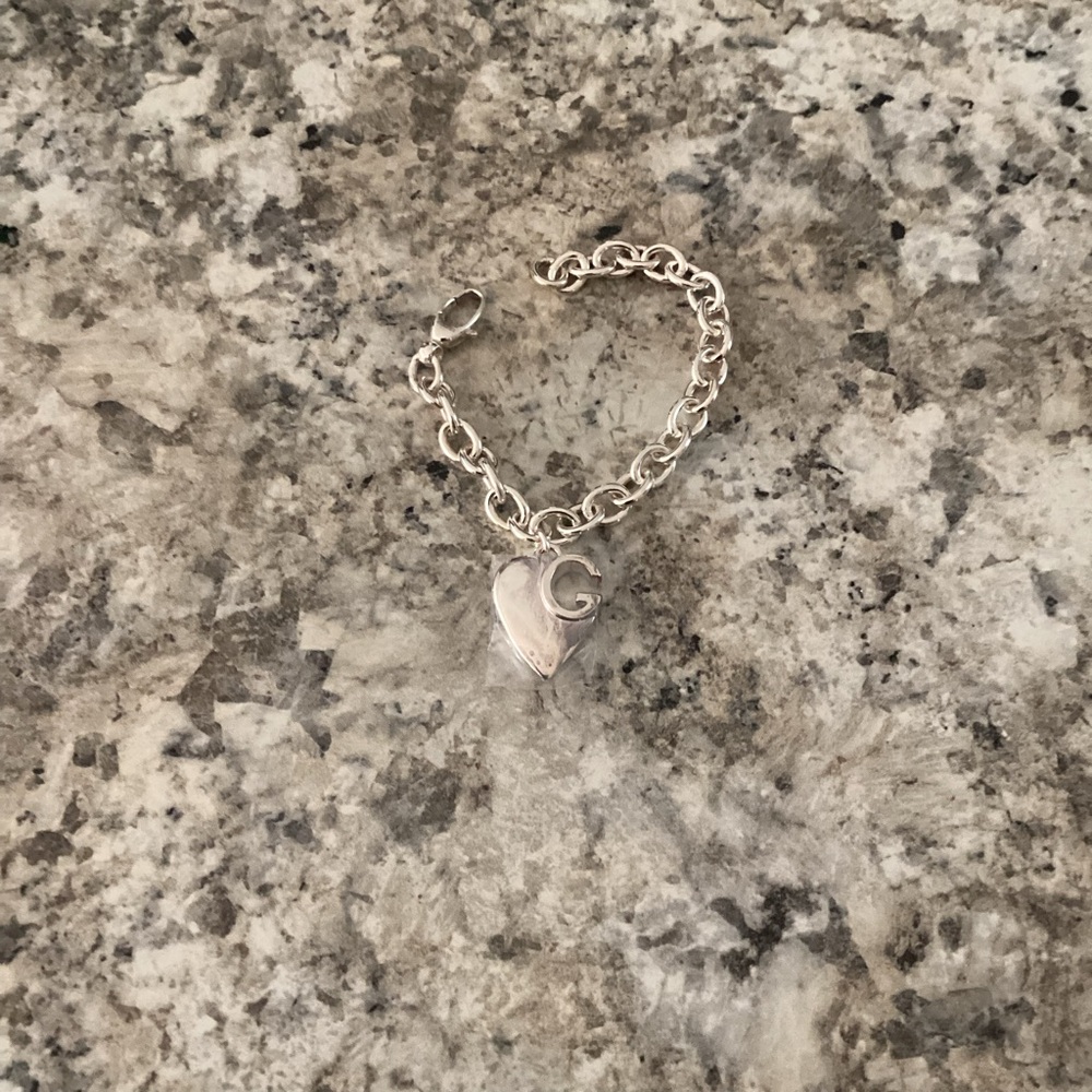 Gucci Silver Heart Charm Bracelet